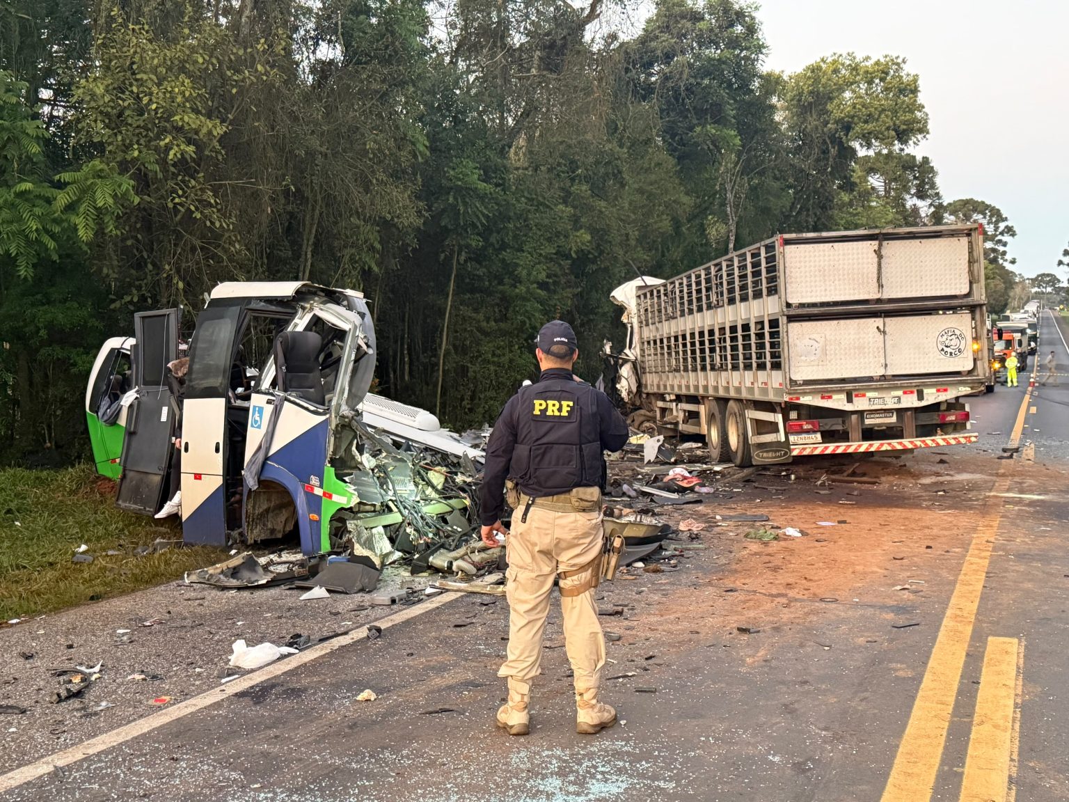 Tragédia no trânsito: Colisão entre micro-ônibus e carreta deixa 22 mortos na BR-373 no Paraná