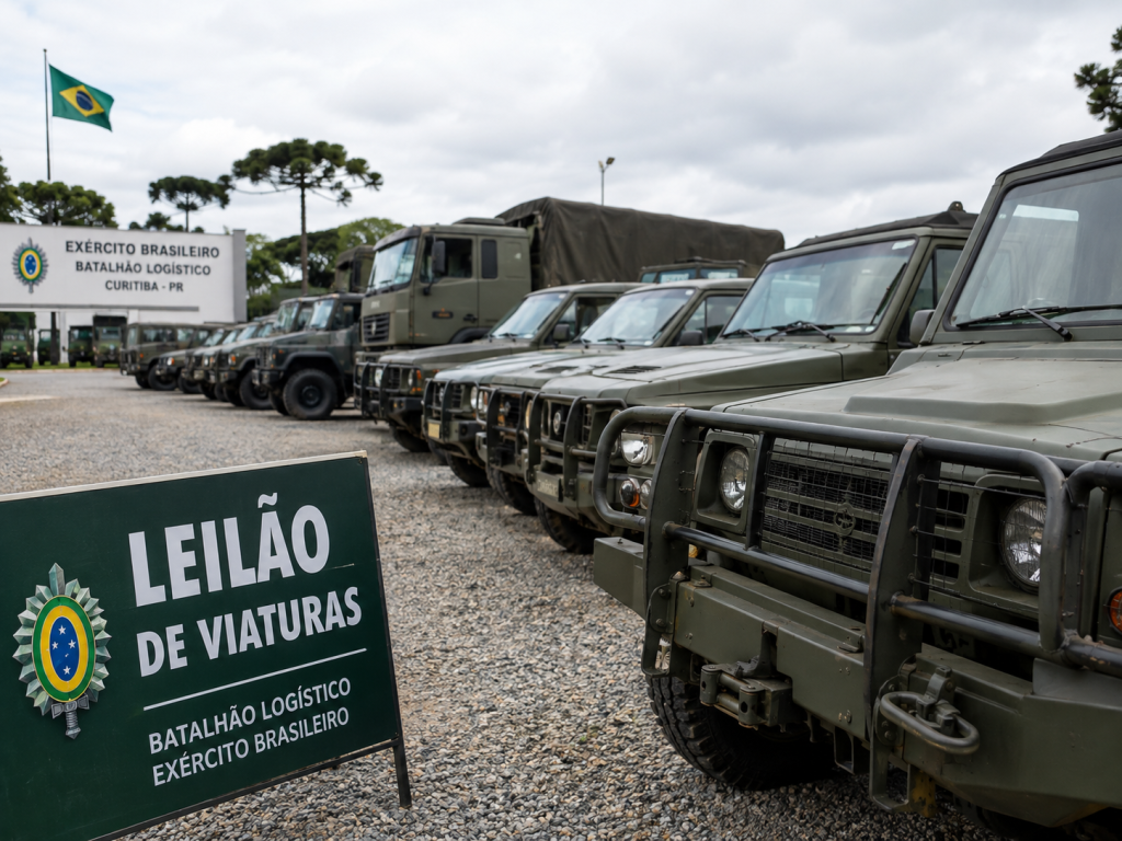Batalhão Logístico realiza leilão de 55 lotes de viaturas do Exército em Curitiba